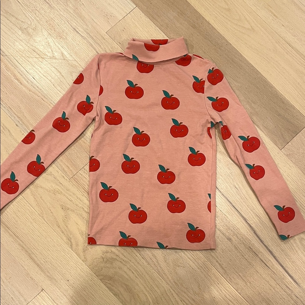 Mini Boden Red Apple Print Long Sleeve Tee - Pink